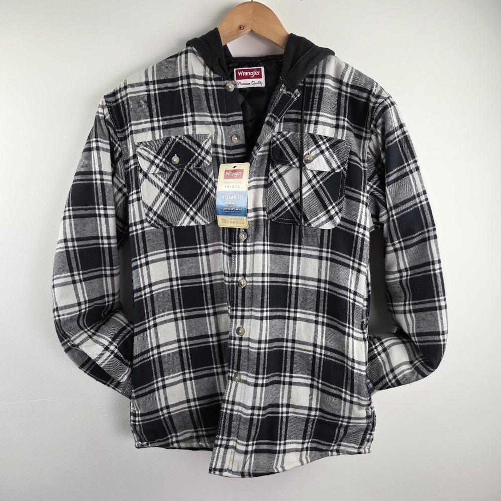Wrangler Flannel Hoodie Mens Small Multicolor Full Zip Plaid